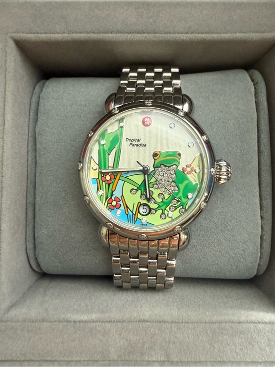 Michele Accessories - Rare NOS Michele CSX Tropical Paradise Diamond Frog 36mm Quartz Watch 1/750